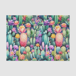 Bright Cactus Bloom Desert Botanical Pattern  Tissue Paper