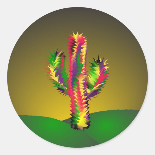 Bright Cactus Classic Round Sticker (Front)