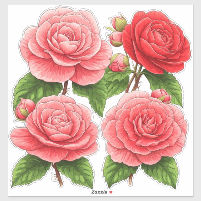 Bright Camellia Rose Bouquet (Sheet)