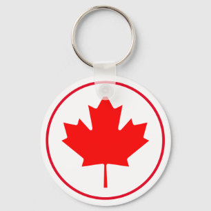 Bright Canadian Maple Leaf Canada Day Red White Key Ring