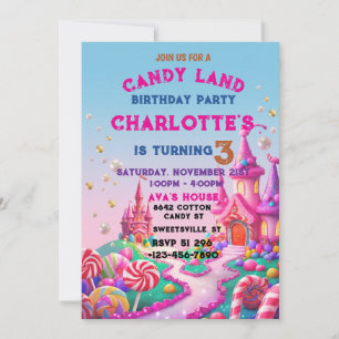 Bright Candyland Birthday Party Invitation