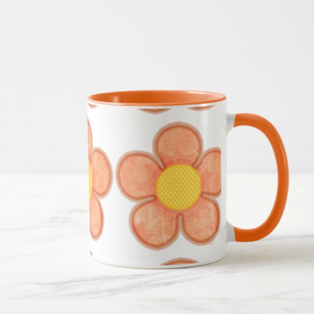 Bright Cantelope Summer Flower Mug (Right)