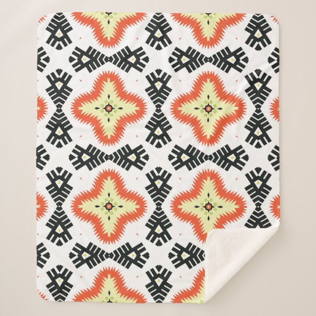 Bright Carpet: Ethnic Aztec Ornament Sherpa Blanket (Front)