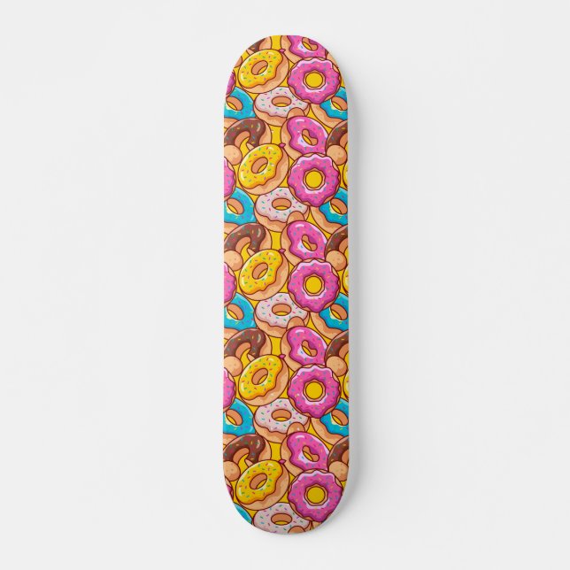 Bright cartoon doughnuts skateboard (Front)