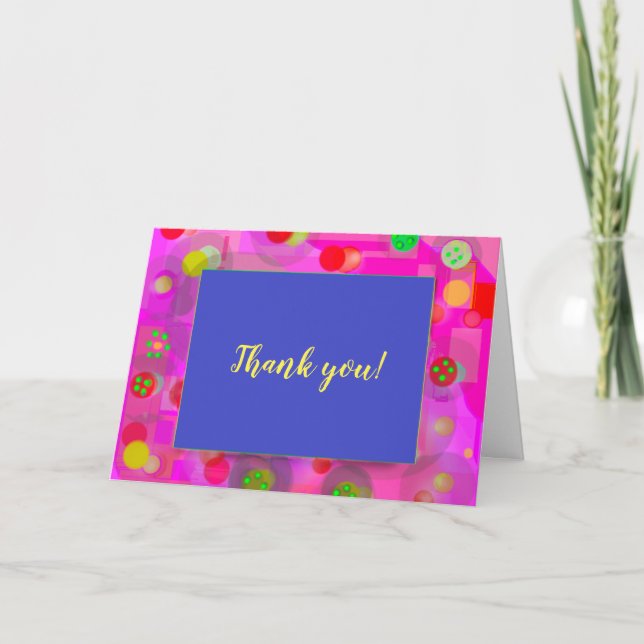 Bright Celebration Design Blue W/Abstract Circles Thank You Card (Front)