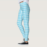 Bright cerulean blue gingham leggings<br><div class="desc">Bright cerulean blue gingham</div>