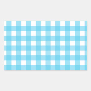 Bright cerulean blue gingham rectangular sticker