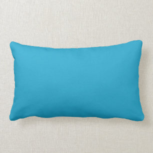 Bright cerulean blue - Solid colour teal blue Lumbar Cushion