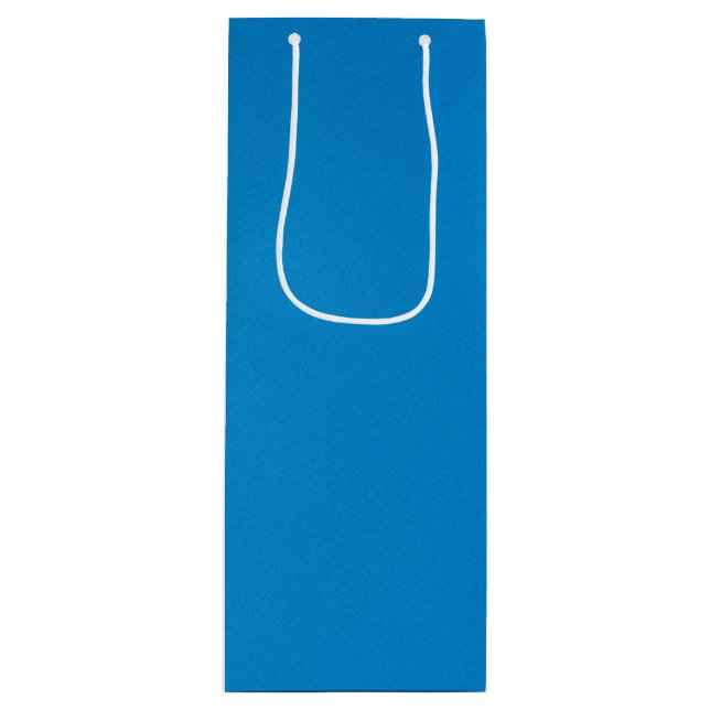 Bright Cerulean Blue with Grainy Texture Wine Gift Bag (Front)