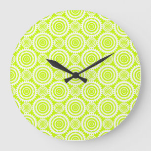 Bright Chartreuse Day Glow Geometric Pattern Large Clock