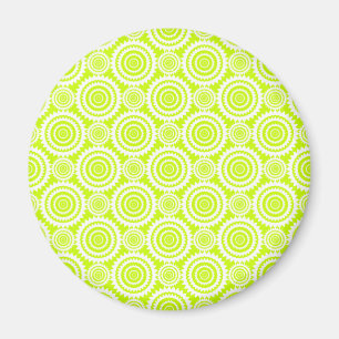 Bright Chartreuse Day Glow Geometric Pattern Magnet
