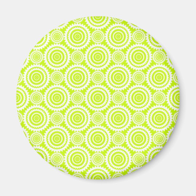 Bright Chartreuse Day Glow Geometric Pattern Magnet (Front)