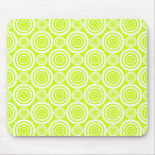 Bright Chartreuse Day Glow Geometric Pattern Mouse Pad