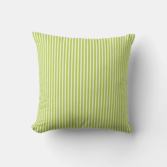 Bright Chartreuse Green Striped Decorative Pillows (Front)