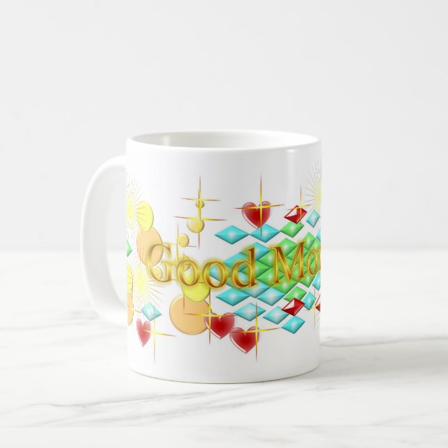 Bright, Cheerful and Happy Day Good Morning Coffee Mug (Front Left)