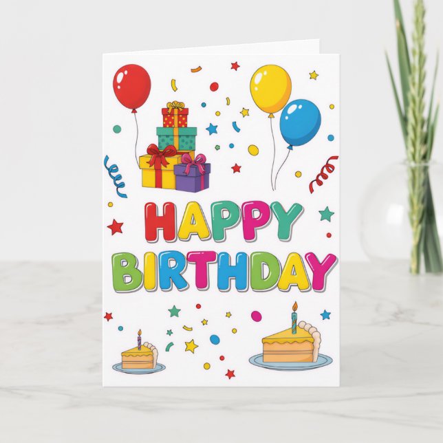 Bright & Cheerful Cartoon “Happy Birthday” Card (Front)