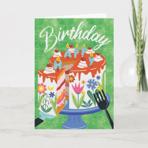 Bright & Cheerful Happy Birthday Cake Card