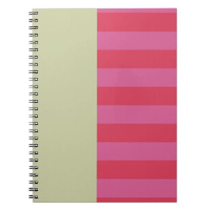 Bright Cheerful pink and sage green striped design Notebook