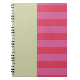 Bright Cheerful pink and sage green striped design Notebook