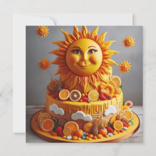 BRIGHT CHEERFUL SUN THEMED BIRTHDAY CAKE  INVITATION