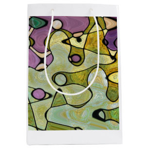 Bright, cheery and colorful circles and mod swirls medium gift bag