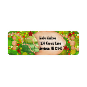 Bright Cheery Christmas Tree Wood Sign Return Address Label