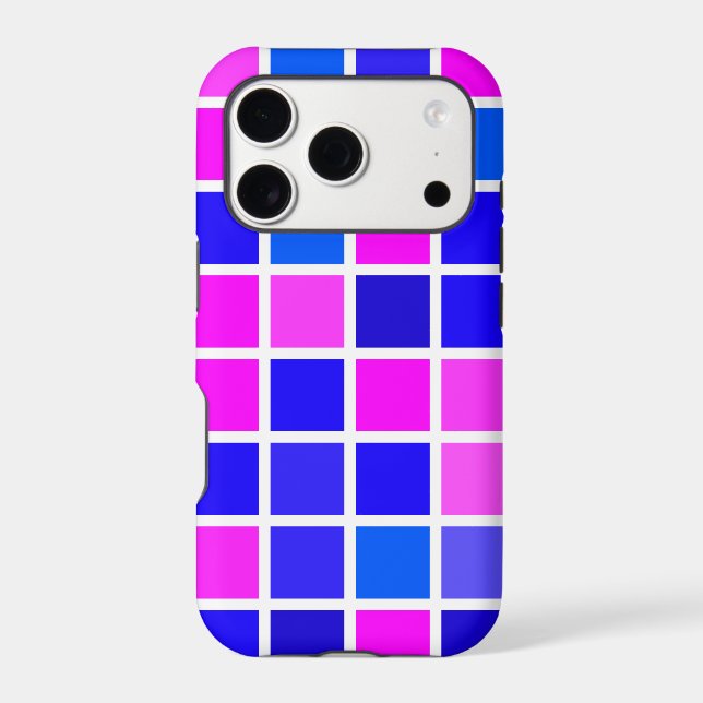 Bright Chequered Pattern in Pink and Blue (Back)