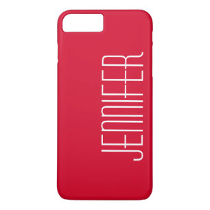 Bright Cherry Red, Minimalist, Jumbo Custom Name iPhone 8 Plus/7 Plus Case