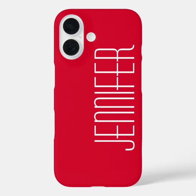 Bright Cherry Red, Personalised Jumbo Custom Name Case-Mate iPhone Case (Back)