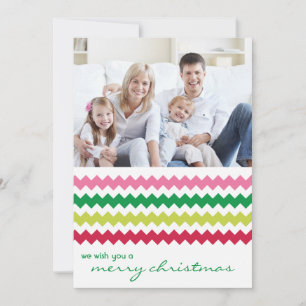 Bright Chevron Chic Family Holiday Flat Card