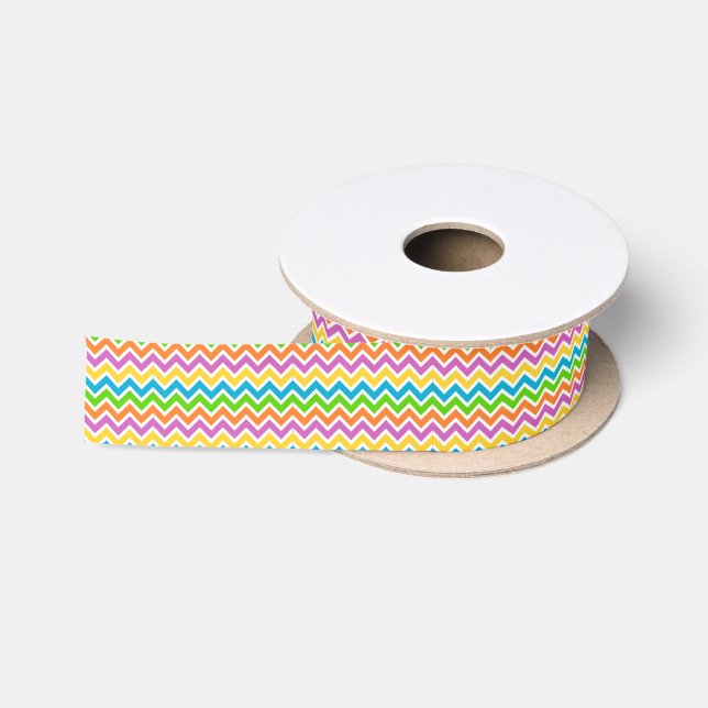 Bright Chevron Pattern Satin Ribbon (Spool)