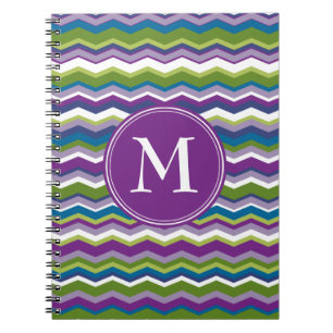 Bright Chevron Pattern with Monogram Notebook