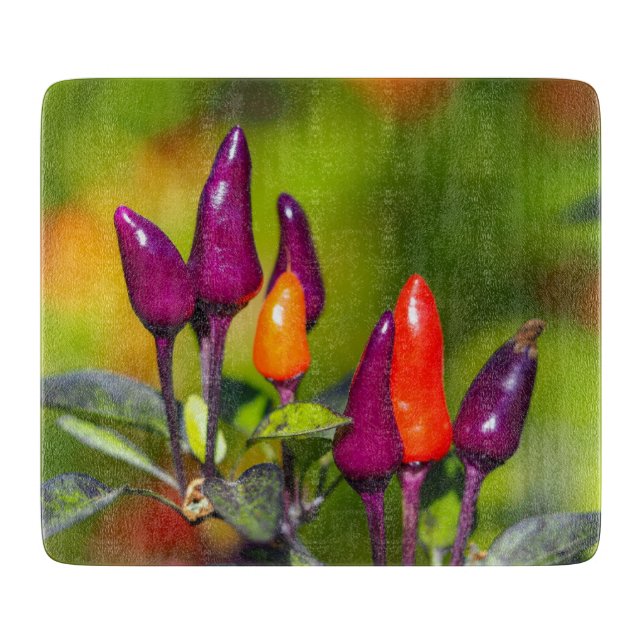 Bright Chili Pepper Glass Chopping Board (Front)