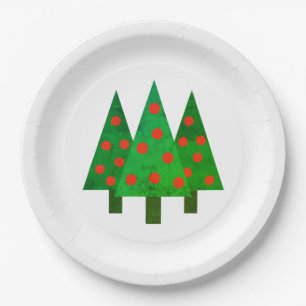 Bright Christmas Grove on White Paper Plate