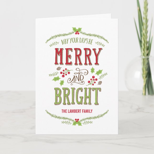 Bright Christmas Holiday Greeting Card (Front)