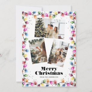 Bright Christmas Lights 3 Photo Merry Christmas Holiday Card