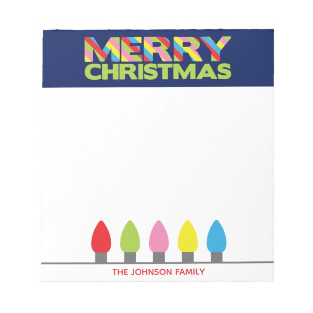 Bright Christmas Lights Personalised Notepad (Front)