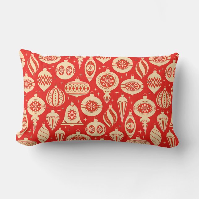 Bright Christmas Ornament Pattern Lumbar Cushion (Front)