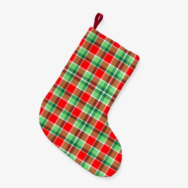 Bright Christmas Plaid stocking (Front (Hanging))
