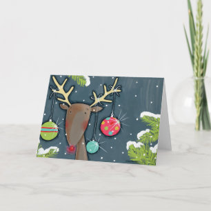 Bright Christmas Reindeer Holiday Card