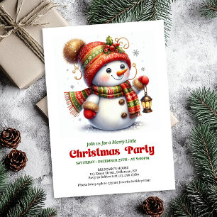 Bright Christmas snowman invite kids holiday  
