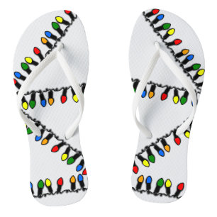 Bright Christmas Tree Lights Holidaty Flip Flops