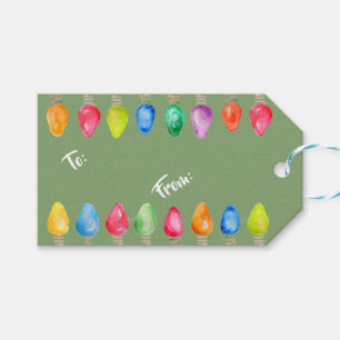 Bright Christmas Watercolor Bulbs Gift Tags