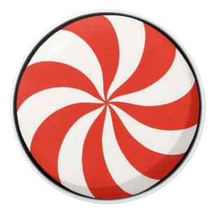 Bright, Christmas/winter peppermint Ceramic Knob
