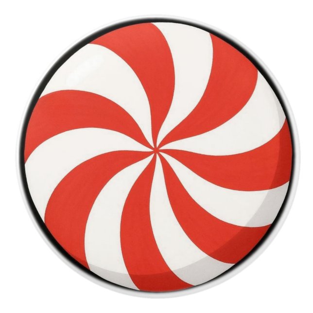 Bright, Christmas/winter peppermint Ceramic Knob (Front)