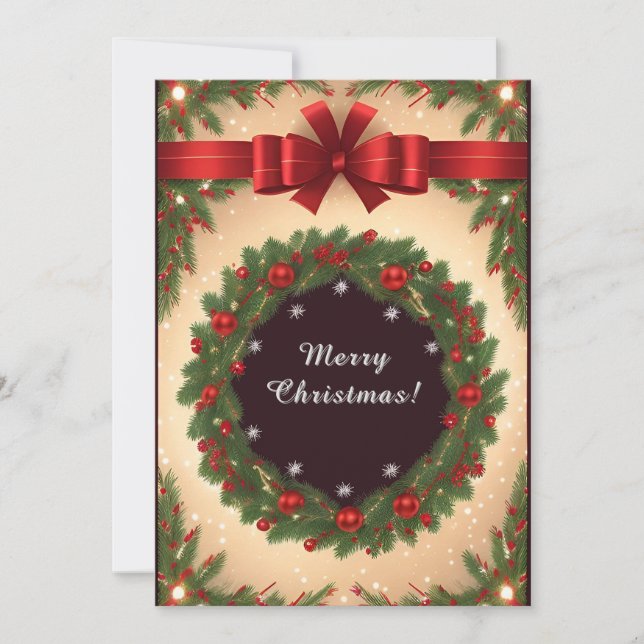 Bright Christmas Wreath Card (Front)