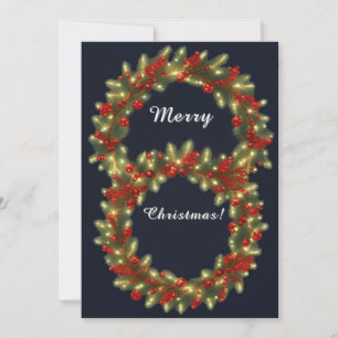 Bright Christmas Wreath With Decorative Lights Card