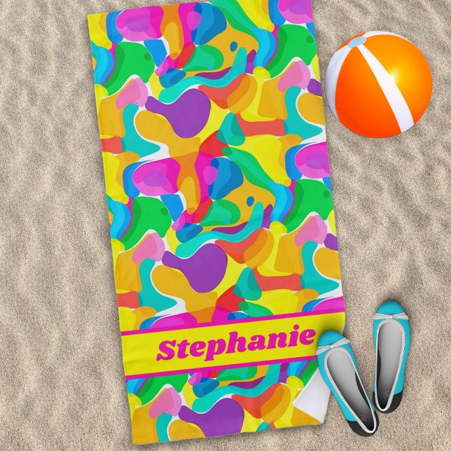 Bright Circle Colours Abstract Pattern Beach Towel (Creator Uploaded)