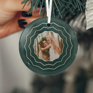 Bright Circle   Holiday Photo Glass Tree Decoration