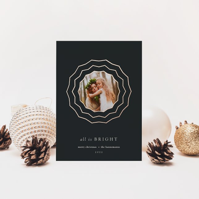 Bright Circle Single Photo Foil Holiday Card (Creator Uploaded)